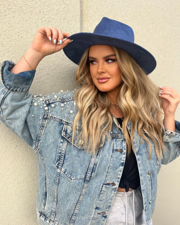 Oversized Pearl and Rhinestone Denim Jacket – Grace and Charm