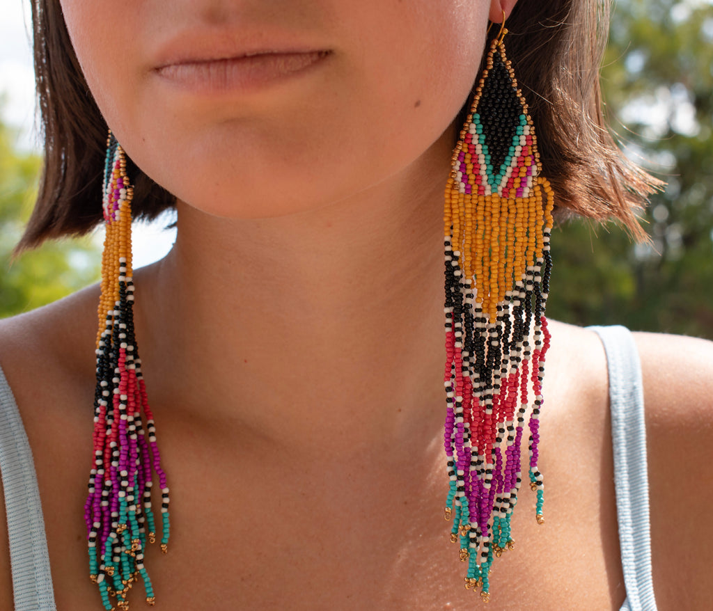 Long beaded earrings hotsell
