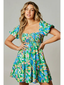 Abstract Leaf Print Dress