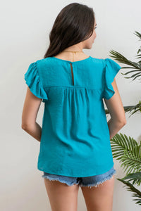 Turquoise Embroidered Top