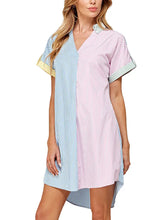 Color Blocked Dress Shirt Dress