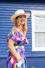Multicolor Print Off-Shoulder Maxi Dress
