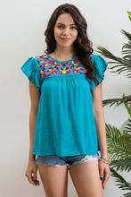 Turquoise Embroidered Top