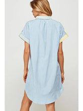 Color Blocked Dress Shirt Dress