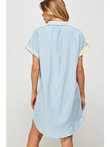 Color Blocked Dress Shirt Dress