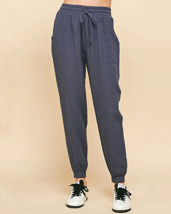 Navy Gauze Jogger