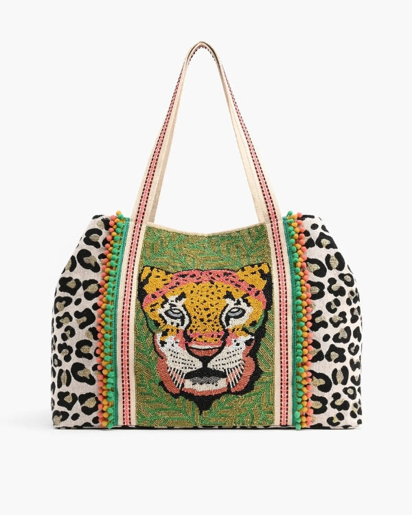 Forestry Leopard Embellished Tote