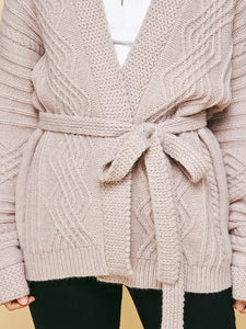 GC Warm Taupe Belted Cardigan