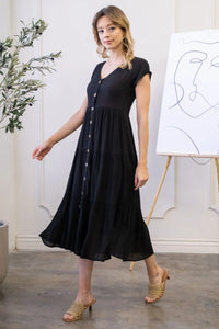 Black Linen Button Down Dress