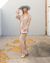 Beige Crinkle Loungewear Set