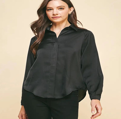 Black Silk Button Up Shirt