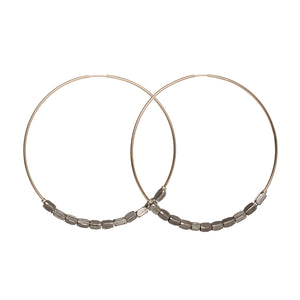 Pewter African Beaded Hoops