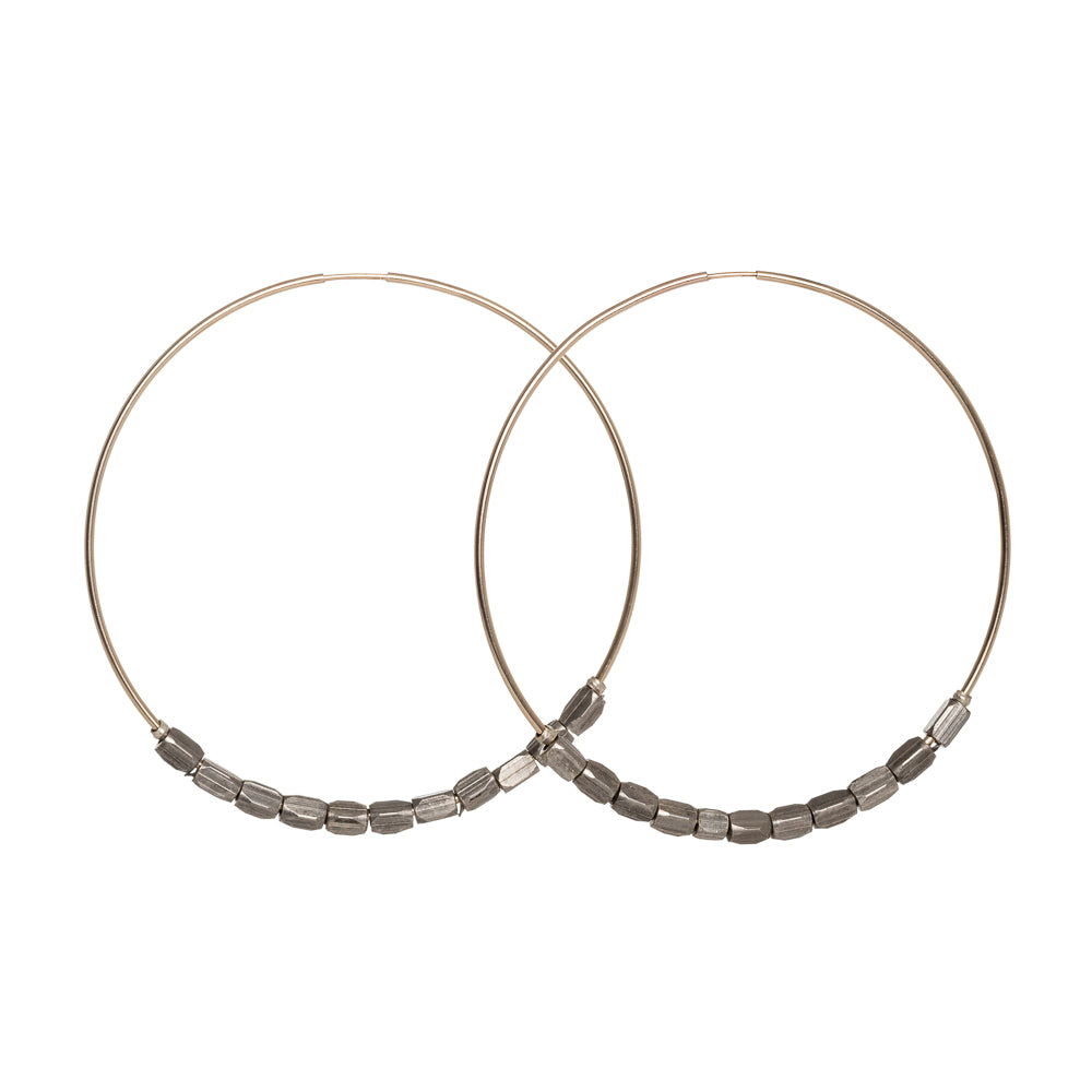 Pewter African Beaded Hoops