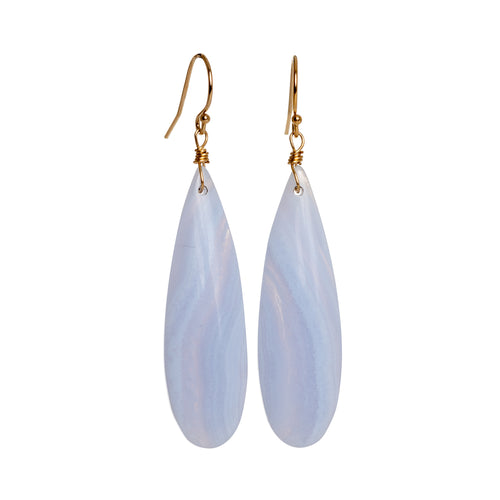 Blue Lace Agate Teardrop Earrings