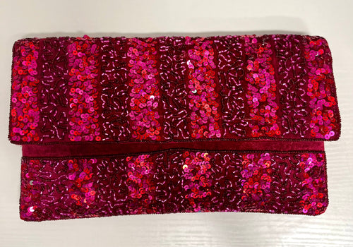 Hot Pink Sequin Crossbody with Velvet Back