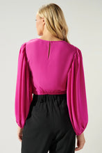 On My Way Balloon Sleeve Cropped Top-Fuschia
