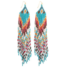 Extra Long Aztec Seed Beaded Earrings