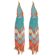 Extra Long Aztec Seed Beaded Earrings