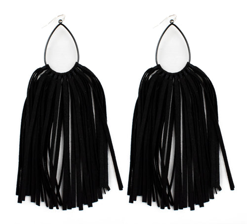 Suede Long Fringe Earrings