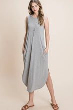 Grey Basic Sleeveless Midi Dress