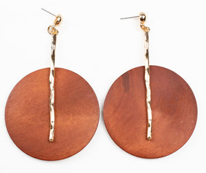 Wooden Gold Earring