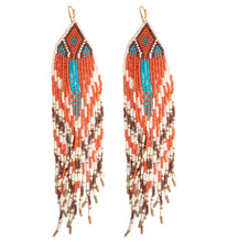Extra Long Aztec Seed Beaded Earrings