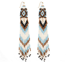 Extra Long Aztec Seed Beaded Earrings