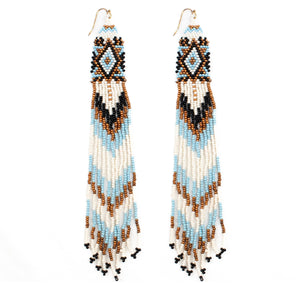 Extra Long Aztec Seed Beaded Earrings