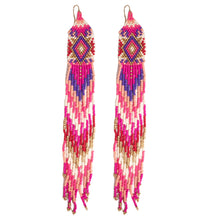 Extra Long Aztec Seed Beaded Earrings
