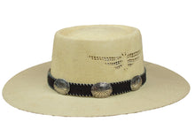 Tan Straw Hat with Silver Conch Band