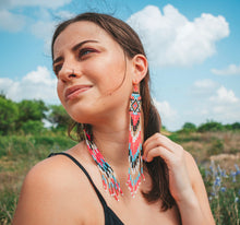 Extra Long Aztec Seed Beaded Earrings