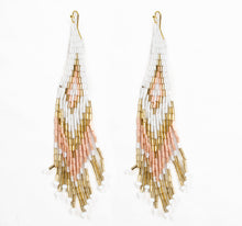 Long Diamond Seed Bead Earrings