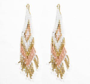 Long Diamond Seed Bead Earrings