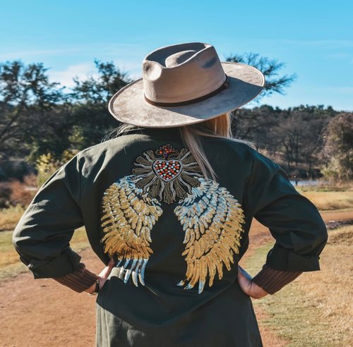 Sequin Sacred Angel Military Jacket