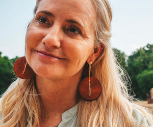 Wooden Gold Earring