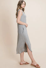 Grey Basic Sleeveless Midi Dress
