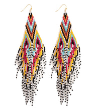 Extra Long Aztec Seed Beaded Earrings