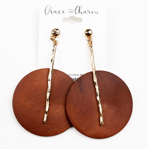 Wooden Gold Earring