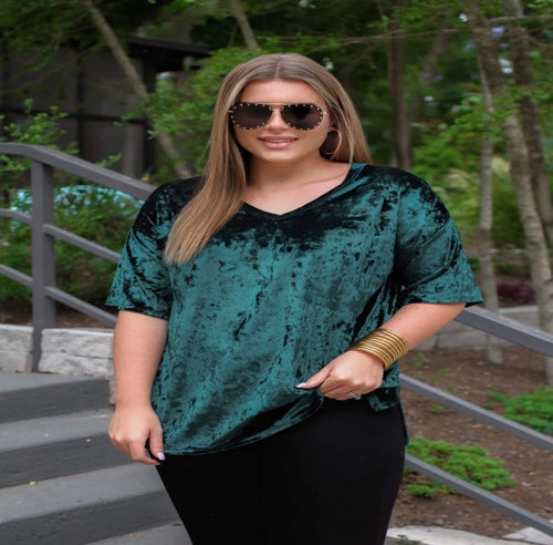 Festive Flair Velvet Top | Emerald