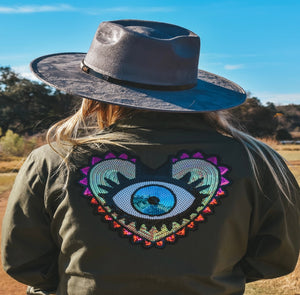 Sequin Evil Eye Heart Military Jacket