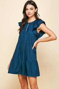 Teal Ruffle Mini Dress