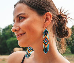 Beaded Aztec Felt Earring