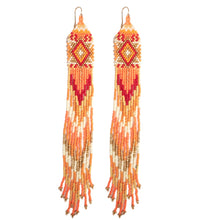 Extra Long Aztec Seed Beaded Earrings