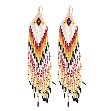 Extra Long Aztec Seed Beaded Earrings