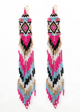 Extra Long Aztec Seed Beaded Earrings